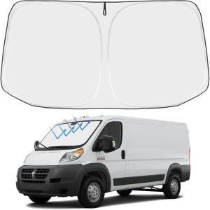 imageFront Windshield Sun Shade Foldable Sunshade Protector Custom Fit 20142023 Ram ProMaster Full Size Cargo Van Chassis Cab Cutaway Window Van Accessories 2023 Upgrade