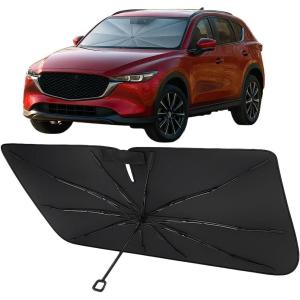 imageProadsy Windshield Sun Shade Umbrella for Mazda CX5 20172025 Foldable Car Umbrella Sunshade with Soft TPU Handle Spring Structure Crystal Cooling Material Protect Car from Rays ampamp HeatMazda CX50 20232025