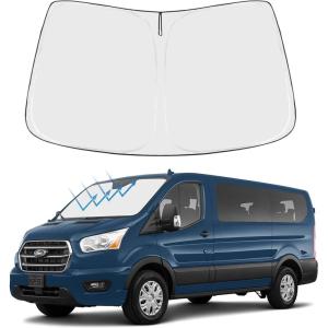 imageFront Windshield Sunshade Foldable Sun Visor Protector Custom Fit 2021 2020 2019 2018 2017 2016 2015 Ford Transit Accessories 2021 Upgrade New