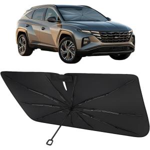 imageProadsy Windshield Sun Shade Umbrella for Hyundai Tucson 20222025 2026 Foldable Car Umbrella Sunshade with Soft TPU Handle Spring Structure Crystal Cooling Material Protect Car from Rays ampamp HeatHyundai Tucson 20222025