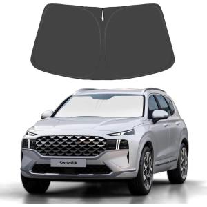 imageProadsy Windshield Sun Shade Umbrella for Hyundai Tucson 20222025 2026 Foldable Car Umbrella Sunshade with Soft TPU Handle Spring Structure Crystal Cooling Material Protect Car from Rays ampamp HeatHyundai Santa 20192026