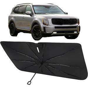 imageProadsy Windshield Sun Shade Umbrella for Hyundai Tucson 20222025 2026 Foldable Car Umbrella Sunshade with Soft TPU Handle Spring Structure Crystal Cooling Material Protect Car from Rays ampamp HeatKia Telluride 20202025