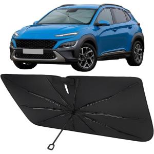 imageProadsy Windshield Sun Shade Umbrella for Hyundai Tucson 20222025 2026 Foldable Car Umbrella Sunshade with Soft TPU Handle Spring Structure Crystal Cooling Material Protect Car from Rays ampamp HeatHyundai Kona 20182023