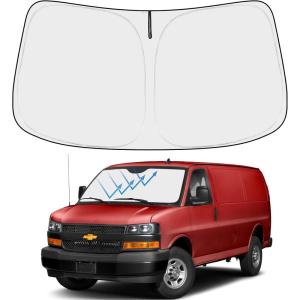 imageProadsy Windshield Sun Shade for Nissan Pathfinder 2026 2025 2024 2023 2022 Foldable Front Sunshade Protector Sun Visor Blocks UV Rays Keep Car CoolerChevrolet Express 19962025 2026
